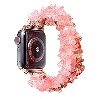 For Apple Watch Band 45mm 41mm 38mm 40mm 42mm 44mm Bracelet For iWatch 7/6/5/4/3/2/1 Women Handmade Natural Stone Strap Replacement 7/6/5/4/3/2/1/SE Series WatchBands ( Color : Watermelon red , Size :