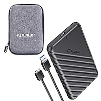 ORICO 2.5 inch External Hard Drive Enclosure USB 3.0 to 7/9.5mm SATA III + Waterproof Shockproof Storage Carrying Case Bag