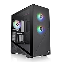 Thermaltake Divider 370 TG ARGB Motherboard Sync E-ATX Mid Tower Computer Case with 3x120mm ARGB Fan Pre-Installed, Tempered Glass Side Panel, Ventilated Front Mesh Panel, CA-1S4-00M1WN-00, Black