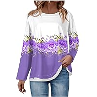 Women Tie Dye Sweatshirts Ethnic Floral Tee Shirts Loose Fit Round Neck Shirt Long Sleeve Fall Tops Daily Outfits