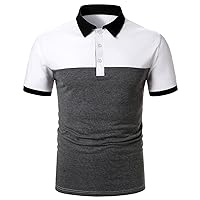 Mens Golf Shirts Plaid Collar Short Sleeve T-Shirt Button Workout Tee Tops for Men Casual Muscle V Neck Henley Shirt