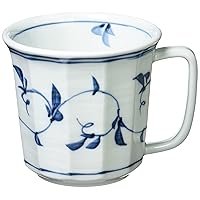 西海陶器(Saikaitoki) Hasami Ware 32015 Karugaru Lightweight Mug, Arabesque Pattern, Blue, Microwave Safe, Dishwasher Safe, Made in Japan