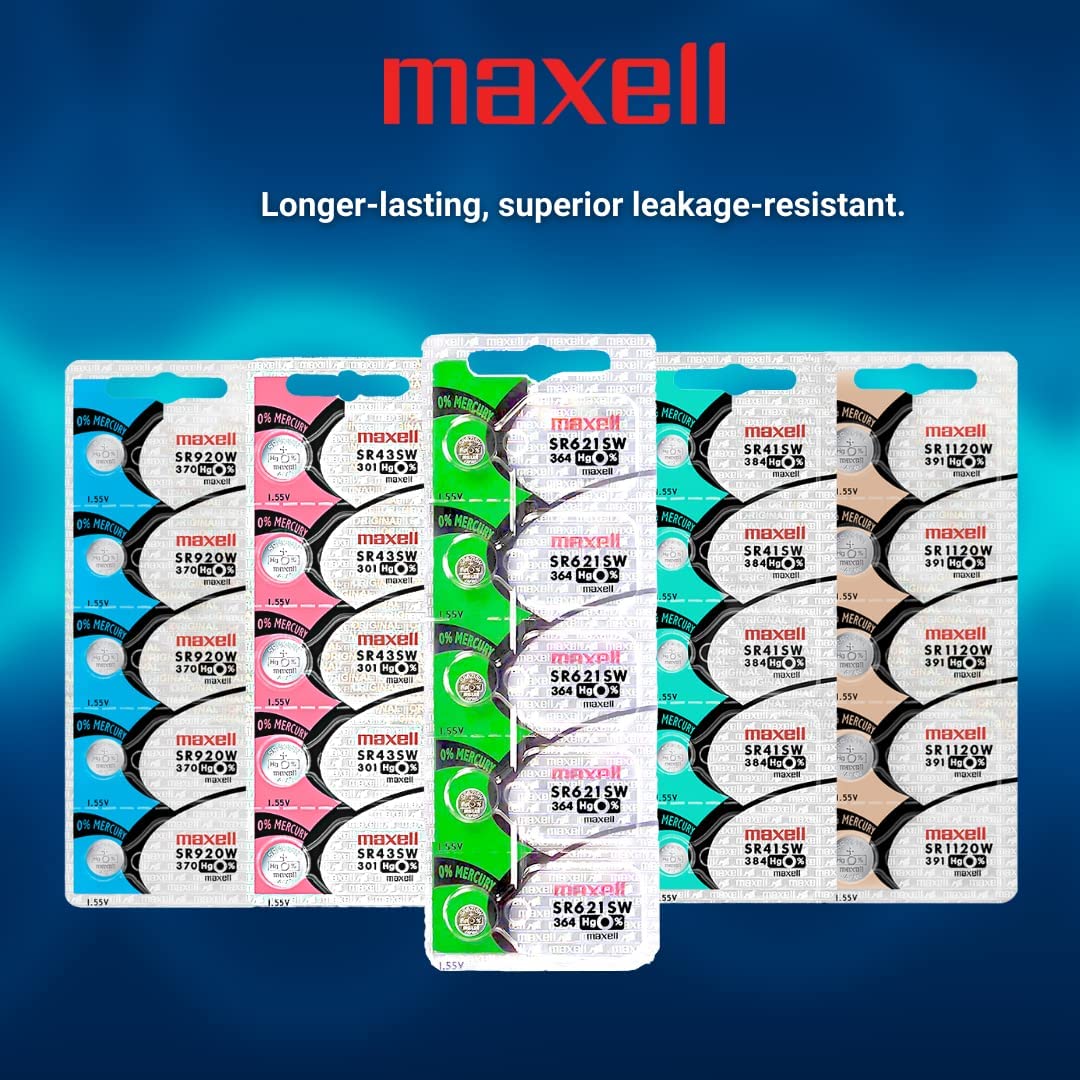 Maxell Watch Battery Button cell SR621SW SR-621SW 364 (Pack of 5)
