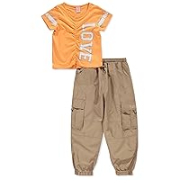 Girls' 2-Piece Cargo Joggers Set Outfit