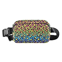 ALAZA Bright Rainbow Color Leopard Spot Belt Bag Waist Pack Pouch Crossbody Bag with Adjustable Strap for Men Women College Hiking Running Workout Travel