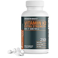 Bronson Vitamin K2 MK-7 200mcg Extra Strength, 250 Vegetarian Tablets