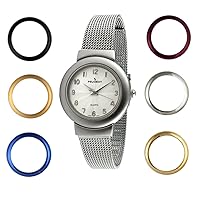 Peugeot Women's Mesh Bracelet Watch Gift Set with 7 Interchangeable Bezels