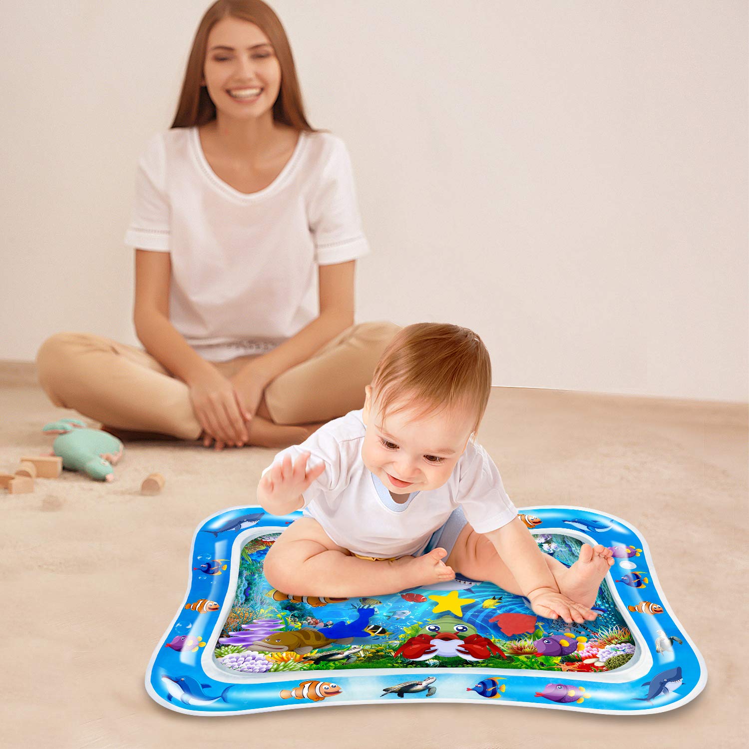 CUKU Tummy time Water Play mat for Baby & Toddlers Inflatable Water mat,Activity Center Your Baby's Stimulation Growth