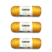 Caron Simply Soft Gold Yarn - 3 Pack of 170g/6oz - Acrylic - 4 Medium (Worsted) - 315 Yards - Knitting, Crocheting & Crafts