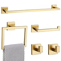 TNOMS 5 Pieces Towel Bar Set Gold Bathroom Hardware Set Towel Holder Set for Bathroom SUS304 Stainless Steel Bathroom Accessories Set Wall Mounted,23.6 Inch