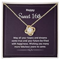 Happy Sweet 16th Sterling Silver Necklace For Teen 16 Year Old Girl, Happy Sweet Sixteen Bday Card Gift Ideas Necklace With Message Card And Gift Box Gift For 16 Years Old Young Women.