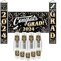 JOYIN 75 Pcs Graduation Party Supplies Class of 2024, 72 Pcs 16oz Graduation Plastic Cups and 3 Pcs Graduation Banner Set