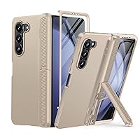 FNTCASE for Samsung Galaxy Z-Fold-5 Case: Military Grade Shockproof Phone Cover with Hinge Protection & Kickstand - Matte Texture Drop Proof Full Protective Cases for Z Fold5-7.6 Inch White