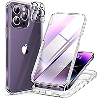 Miracase Glass Series Designed for iPhone 14 Pro Max Case 6.7 Inch, 2023 Upgrade Full-Body Bumper Case with Built-in 9H Tempered Glass Screen Protector with Camera Lens Protector, Clear