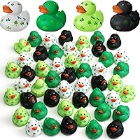 Jerify 2 Inch St. Patrick's Day Rubber Ducks Bulk Holiday Rubber Ducks 4 Styles Shamrock Cruise Ducks Baby Shower Duck Bath Pool Birthday Irish Kids Gifts for Party Favors Accessories(72 Pcs)