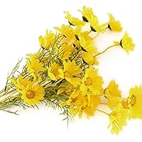 20 PCS Artificial Daisies Flowers Silk Daisy Wildflowers Spring Flowers Foliage Greenery Faux Plants Shrub Artificial Gerber Daisy with Stems for Window Farmhouse Indoor Outdoor Decor Home (Yellow)