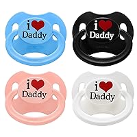 LittleForBig Bigshield Generation-II Adult Sized Printed Pacifier Set I Love Daddy Pattern 4-Pack