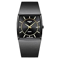 NIBOSI Men's Watches Business Fashion Top Brand Luxury Dress Casual Watch Mesh Strap Waterproof with Date Square Wristwatch