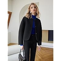 Women's Coats Women's Winter Coats Viscose Boxy Overcoat Warmth Special Autumn and Winter Fashion Novel (Color : Black, Size : Large)