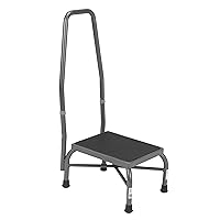 Drive Medical 13062-1SV Bariatric Heavy Duty Step Stool with Handrail, Silver Vein