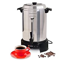 West Bend Highly-Polished Aluminum Commercial Coffee Urn Features Automatic Temperature Control Large Capacity with Quick Brewing Smooth Prep and Easy Clean Up NSF Approved, 55-Cup, Silver