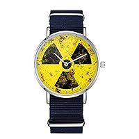 Radioactive Symbol Design Nylon Watch for Men and Women, Nuclear Dangerous Theme Wristwatch