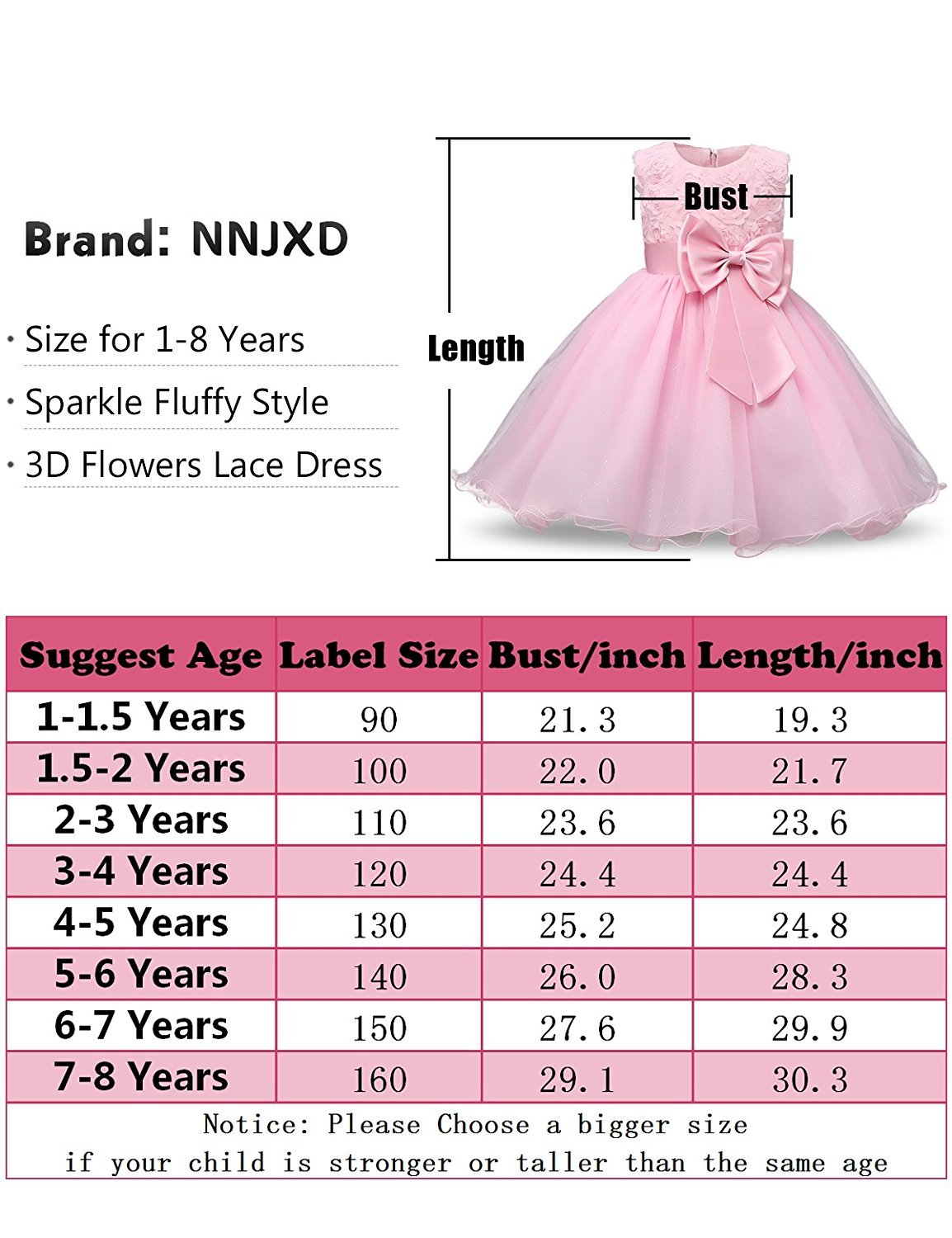 NNJXD Girl Sleeveless Lace 3D Flower Tutu Holiday Princess Dresses