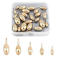 SUPERFINDINGS 40PCS 5 Sizes Golden Oval Egg Fishing Weights Sinkers Brass Weights Sinkers for Freshwater Saltwater Bass Fishing