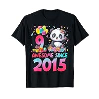 9th Birthday Shirt Girl Panda Lover Awesome Since 2015 T-Shirt