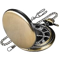 Smooth Cover Quartz Pocket Watch, Fashionable Roman Digital White Dial with Waist Chain Pocket Watches for Men