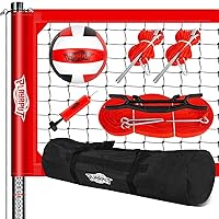 Outdoor Professional Volleyball Net System, Aluminum Poles with Scoring System and Anti-Sag Winch, Easy Adjust Heights Portable Volleyball Net for Backyard,Beach, Grass