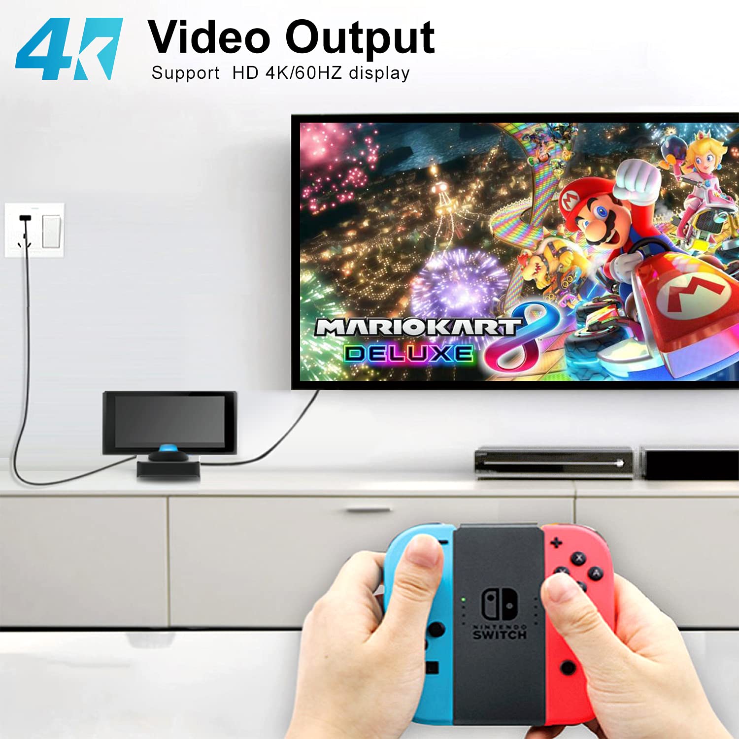 KKF Docking Station for Switch, Switch OLED, Charging Dock 4K HDMI TV Adapter Charger Set Replacement Compatible with Official Nintendo Switch Dock (Casting Screen Requires More Than 35W Charging)
