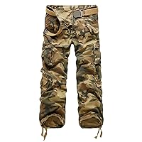 Men’s Hunting Camo Performance Pants Versatile Hiking Lightweight Tactical Stretch Waist Work Outdoor Cargo Trousers