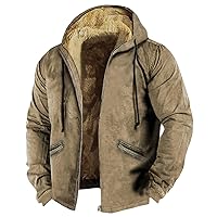 Men'S Winter Coats Solid Color Zipper Hooded Warm Windbreaker Jackets Oversized Heavy Hoodie