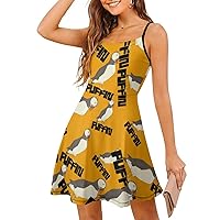 Puffin Bird Spaghetti Strap Mini Dress Sleeveless Adjustable Beach Dresses Backless Sundress for Women