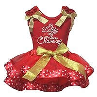 Petitebella Daddy Is My Prince Shirt Red Valentine Heart Petal Skirt Set Nb-8y