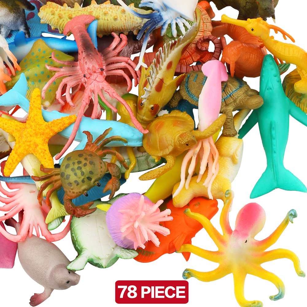 Mua Ocean Sea Animals, 78 Piece Mini Sea Life Creatures Toys Set,  ValeforToy Plastic Underwater Sea Animals Learning Toys for Boys Girls Kids  Toddlers Party Bag Stuffers, Gift, Prize, Piñata, Sensory Toy