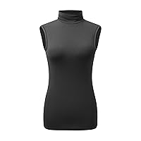 OThread & Co. Women's Sleeveless Turtleneck T-Shirt Basic Stretch Layer Comfy High Neck Tank Top
