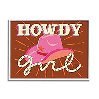 Stupell Industries Howdy Girl Cowboy Hat Phrase Framed Giclee Art, Design by Deborah Curiel