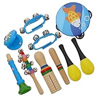 ERINGOGO 10pcs Set Music Set Educational Toys for Kids Toys for Babies Musical Instruments Toys Christmas Jingle Bell Toddlers Music Toy Baby Kit Child Wooden Musical Instrument Drum