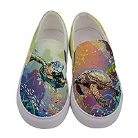 CowCow Womens Printed Slip On Peacock Birds Sea Funny Woodland Animals Canvas Sneaker Shoes, US5-US10.5