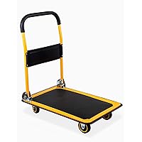 MaxWorks 80876- Foldable Platform Truck Push Dolly 330 lb. Weight Capacity Black and Yellow 28.75