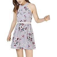 Crystal Doll Womens Juniors Floral Fit & Flare Halter Dress Navy 13