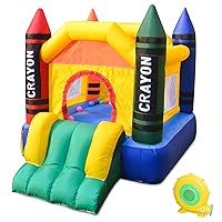 Outdoor & Indoor Mini Inflatable Bounce House with Blower Toddler Castle Kids Bouncy House with Slide, air Blower, Carrying Bag and Water Bag