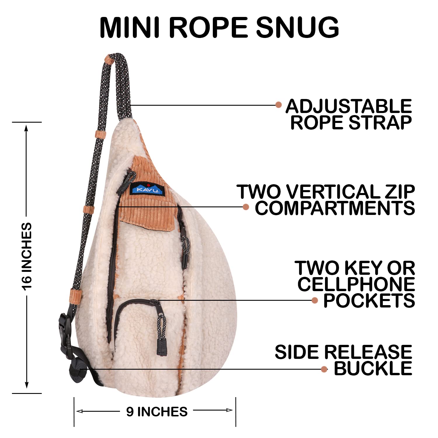 KAVU Mini Rope Snug Sling Pack with Adjustable Strap - Blush Cloud