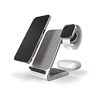 STM ChargeTree Swing - 3-in-1 Wireless Charging Station for iPhone/Samsung/Android (15W/7.5W), AirPods (5W), Apple Watch (3W) - Qi Certified Charging Stand - White (stm-931-323Z-01)