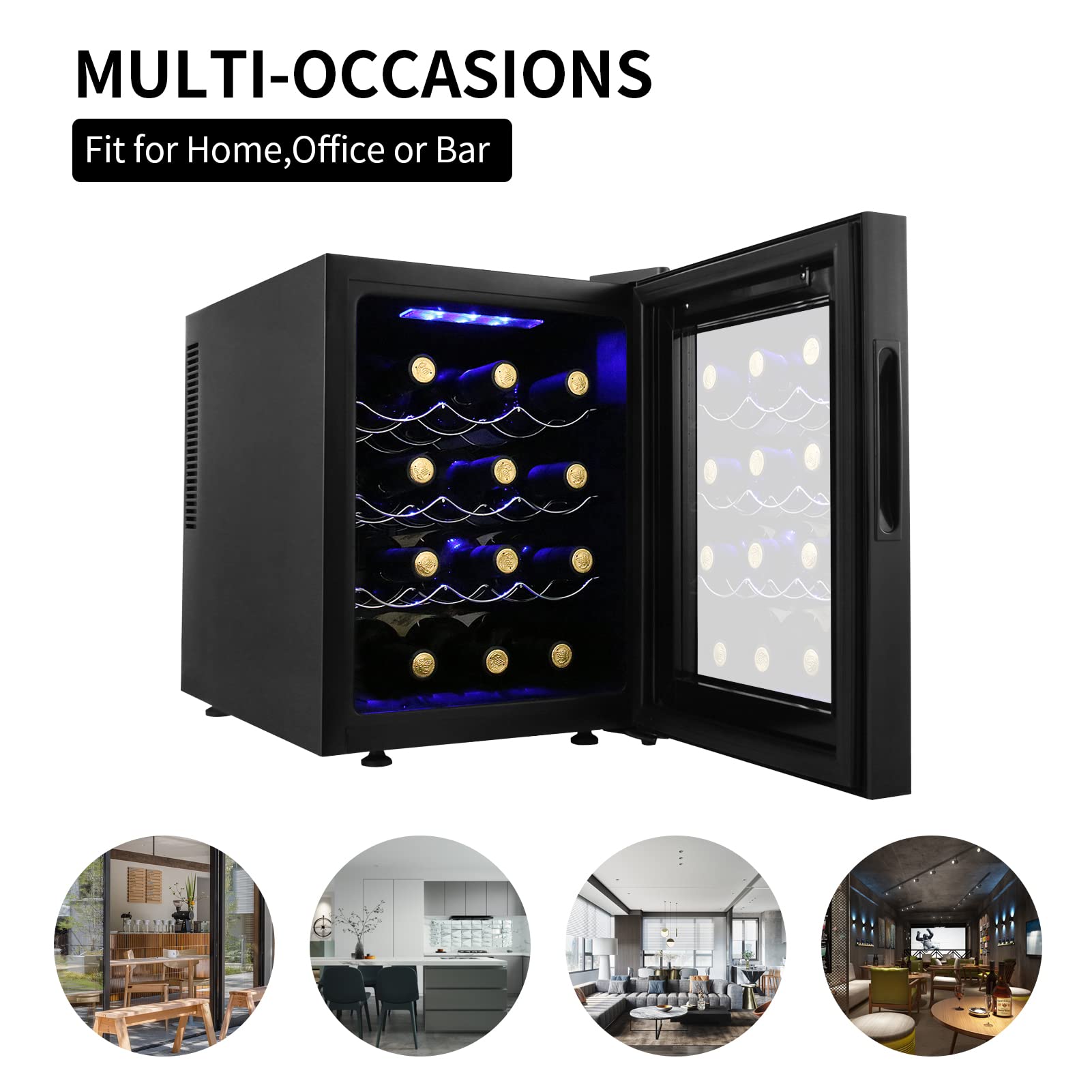 12 Bottle Wine Cooler Refrigerator, Compact Mini Wine Fridge with Digital Temperature Control Quiet Operation Thermoelectric Chiller, Freestanding Wine Cellar for Red, White, Champagne