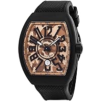 Franck Muller Vanguard Mens Automatic Date Beige Camouflage Face Black Rubber Strap Watch V 45 SC DT Camouflage TTNRMC.NR