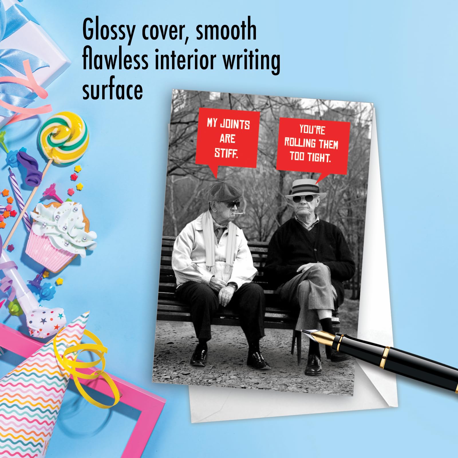 NobleWorks - 1 Funny Birthday Greeting Card with Envelope - Grown-Up Humor, Happy Birthday Card for Old Guys - Men Stiff Joints C7038BDG