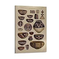 CUBUGHHT Native American Pottery Poster 1 Canvas Painting Wall Art Poster for Bedroom Living Room Decor 12x18inch(30x45cm) Frame-style
